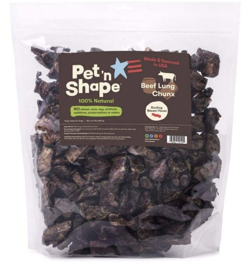 Pet 'n Shape Natural Beef Lung Chunx Dog Treats - Sizzling Bacon Flavor