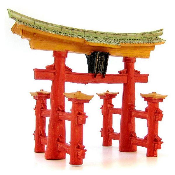 Blue Ribbon Japanese Torii Gate Ornament - 7"L x 4.25"W x 5.5"H - Giftscircle