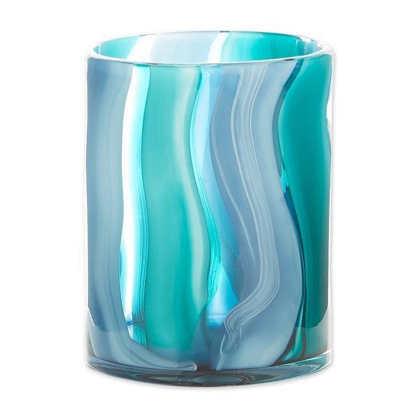 Blue Swirls Cylinder Glass Vase - 6.5 inches - Giftscircle