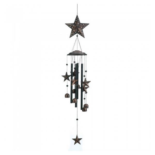 Bronze Wind Chimes with Stars and Bells - 34 inches - Giftscircle