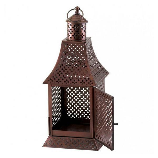 Bronzed Arched Roof Candle Lantern - 14 inches - Giftscircle