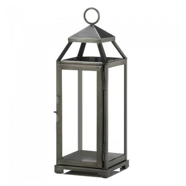 Brushed Pewter Candle Lantern - 16 inches - Giftscircle