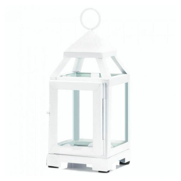 Contemporary White Candle Lantern - 9 inches - Giftscircle