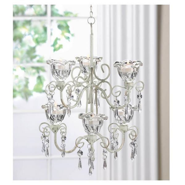 Distressed Ivory Tiered Candle Chandelier - Giftscircle