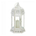 Distressed White Metal Lantern with Floral Cutouts - 10.5 inches - Giftscircle