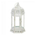 Distressed White Metal Lantern with Floral Cutouts - 10.5 inches - Giftscircle