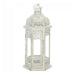 Distressed White Metal Lantern with Floral Cutouts - 12 inches - Giftscircle