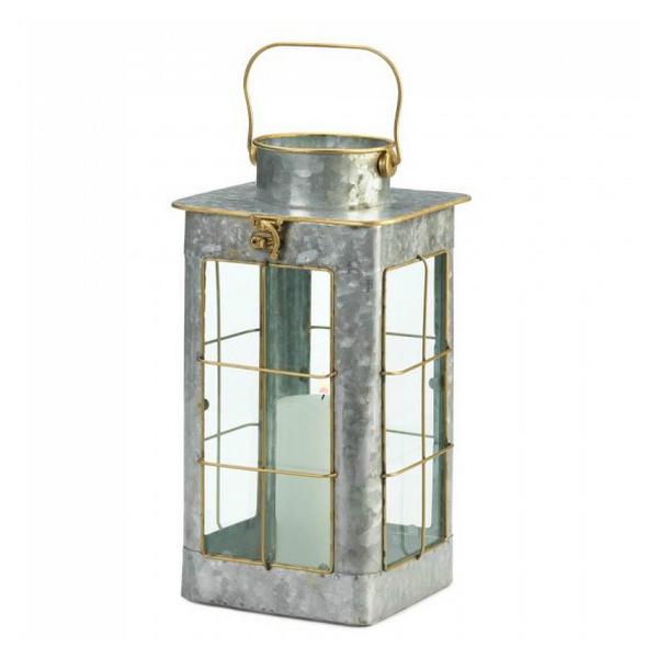 Farmhouse Galvanized Metal Candle Lantern - 14 inches - Giftscircle