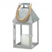 Galvanized Metal Candle Lantern with Rope Handle - 12 inches - Giftscircle