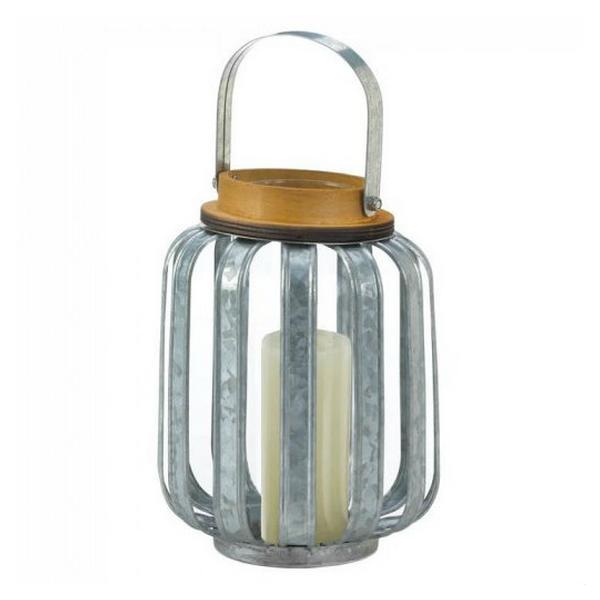 Galvanized Metal Slats Candle Lantern - 8 inches - Giftscircle