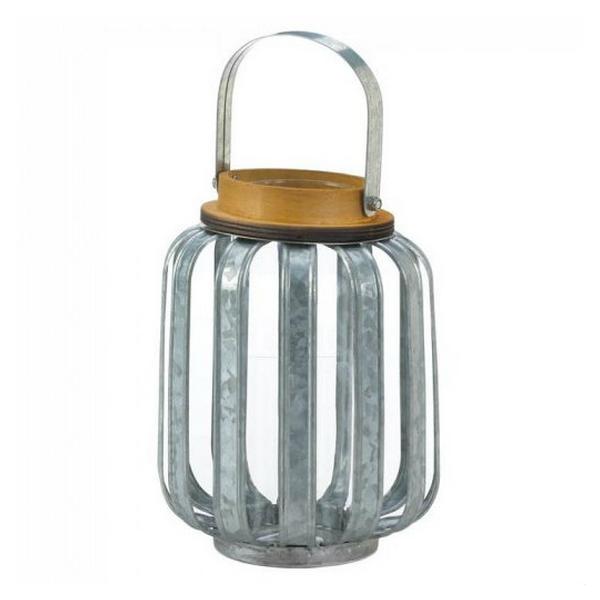 Galvanized Metal Slats Candle Lantern - 8 inches - Giftscircle