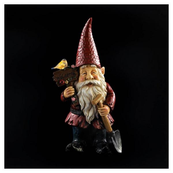 Garden Gnome with Welcome Sign Light-Up Solar Garden Decor - Giftscircle