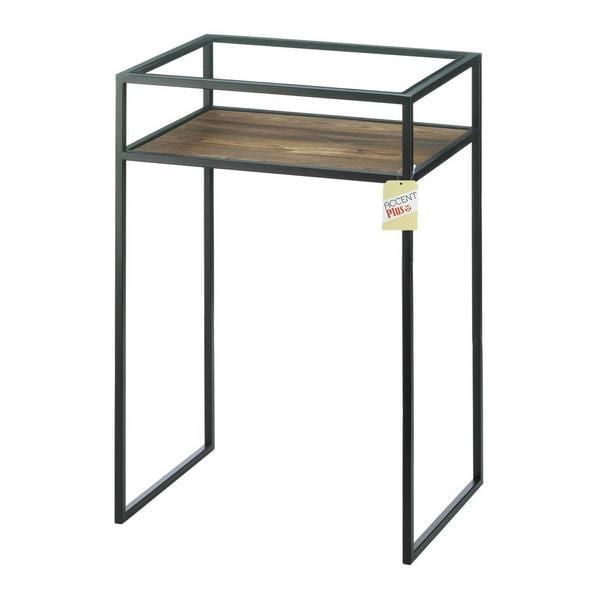 Glass-Top Industrial Side Table - Giftscircle