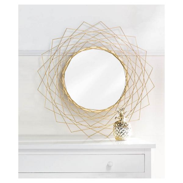 Golden Geometric Metal Wall Mirror - Giftscircle