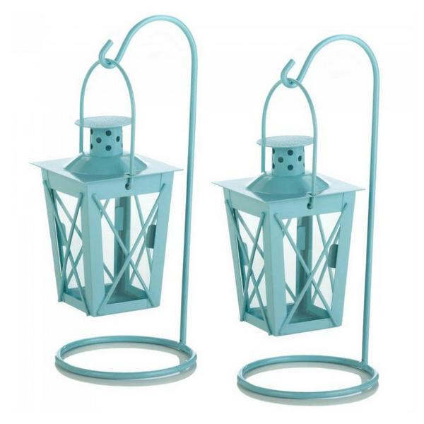 Hanging Railroad Lanterns Pair - Baby Blue - Giftscircle