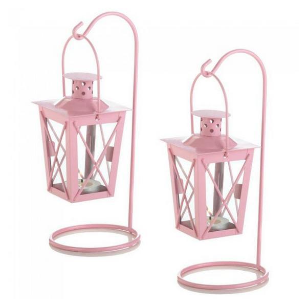 Hanging Railroad Lanterns Pair - Pink - Giftscircle