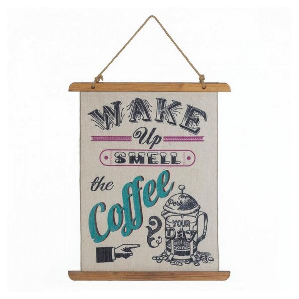 Linen Wall Art - Wake Up Smell the Coffee - Giftscircle