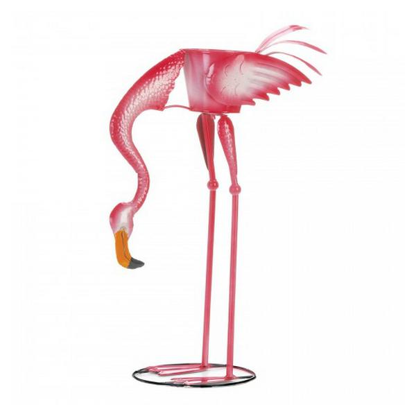 Metal Flamingo Planter - Head Down - Giftscircle