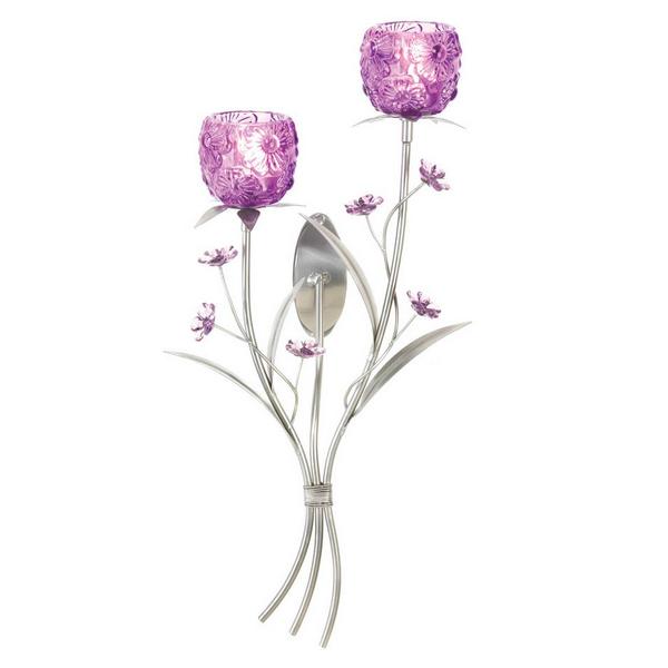 Purple & Silver Candle Wall Sconce - Giftscircle