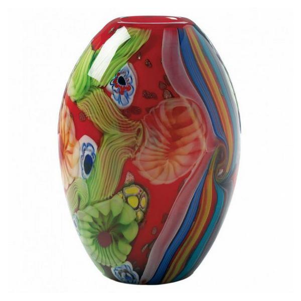 Red Freeform Floral Art Glass Vase - Giftscircle