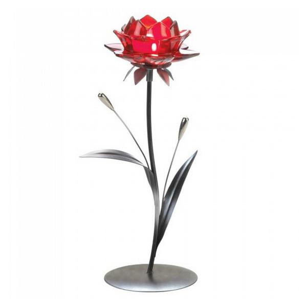 Romantic Red Flower Candle Holder - Single - Giftscircle