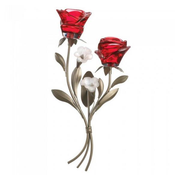 Romantic Red Rose Wall Sconce - Double - Giftscircle