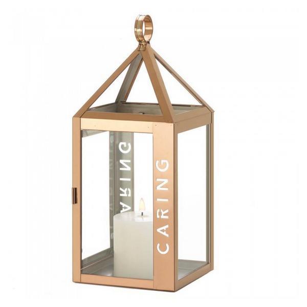 Rose Gold Stainless Steel Caring Lantern - 17.5 inches - Giftscircle