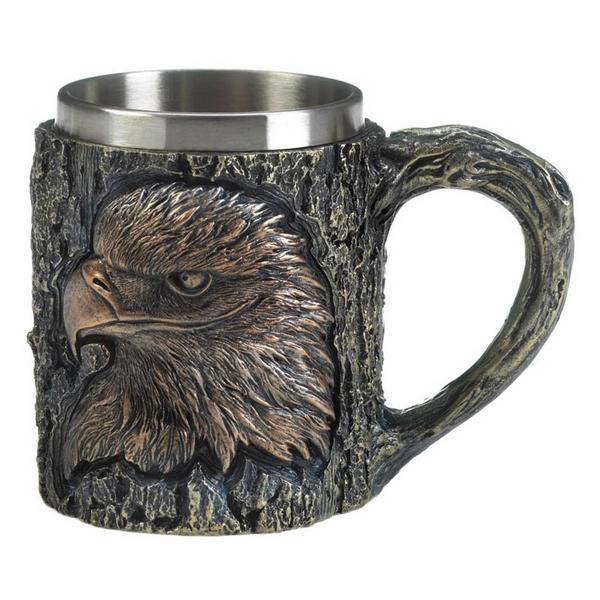 Rustic Carved-Look Eagle Mug with Stainless Steel Insert - Giftscircle