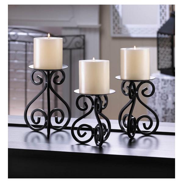 Scrolled Metal Candle Stand Set - Giftscircle