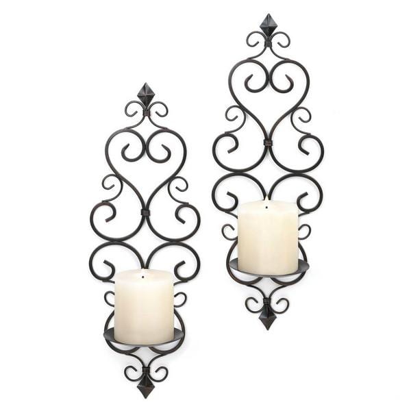 Scrolled Metal Wall Sconce Pair - Giftscircle