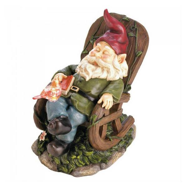 Solar Light-Up Rocking Chair Nap Garden Gnome - Giftscircle