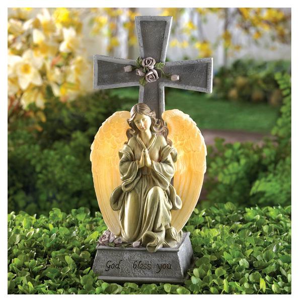 Solar Lighted God Bless You Angel Cross - Giftscircle