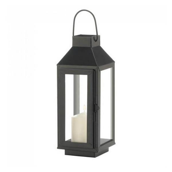 Square Top Black Metal Lantern - 10 inches - Giftscircle