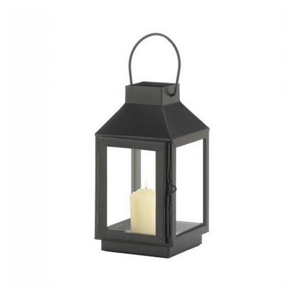 Square Top Black Metal Lantern - 7.5 inches - Giftscircle