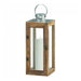 Square Wood Candle Lantern with Metal Top - 16 inches - Giftscircle