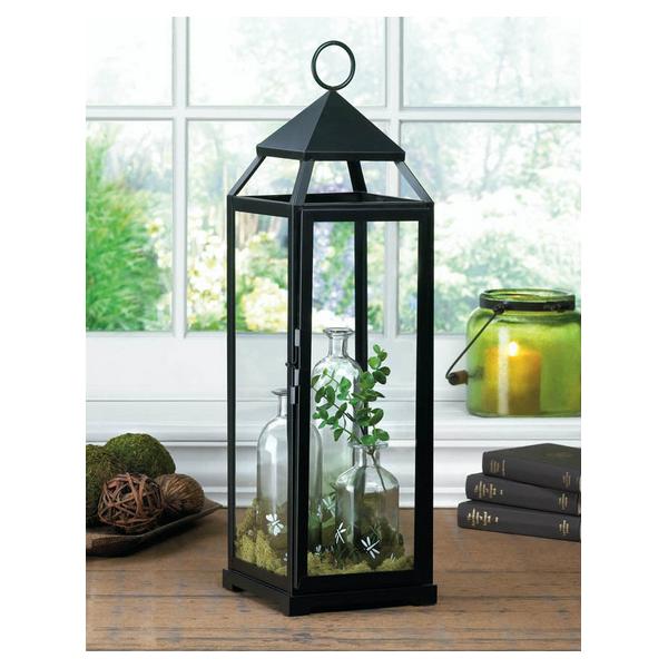 Tall Black Modern Candle Lantern - 25 inches - Giftscircle