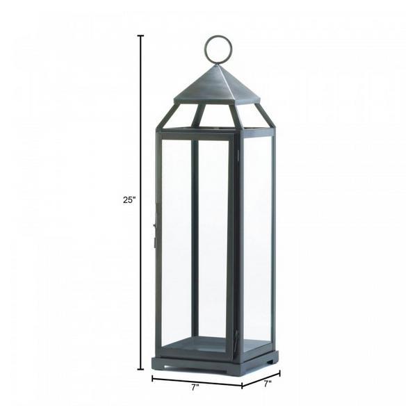 Tall Silver Modern Candle Lantern - 25 inches - Giftscircle