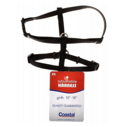 Tuff Collar Nylon Adjustable Dog Harness - Black - X-Small (Girth Size 10"-14") - Giftscircle