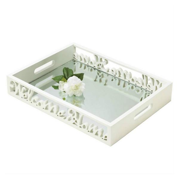 Welcome Home Mirrored Wood Tray - Giftscircle