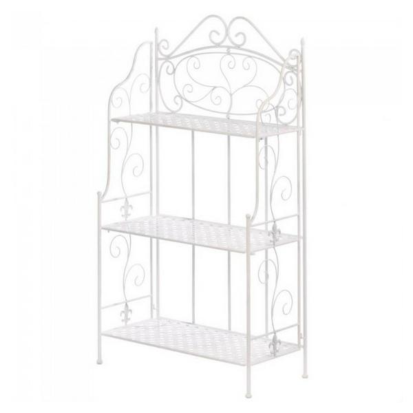 White Iron Scrolling Flourish Baker's Rack - Giftscircle