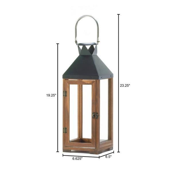 Wood and Metal Candle Lantern - 19 inches - Giftscircle