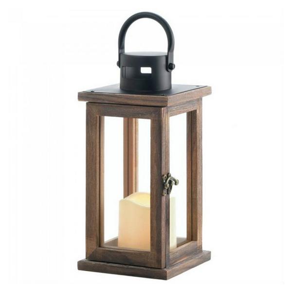 Wood Lantern with LED Candle - 11 inches - Giftscircle