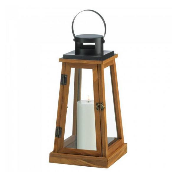 Wood Pyramid Candle Lantern - 16 inches - Giftscircle