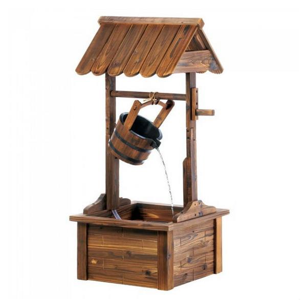 Wood Wishing Well Garden Fountain - Giftscircle